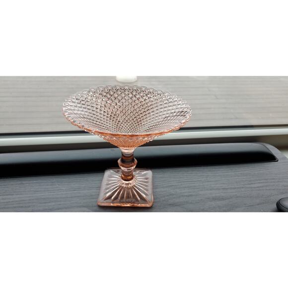 Vintage 1930’S Anchor Hocking “MISS AMERICA” Pink depression Compote EXCELLENT - Picture 7 of 10